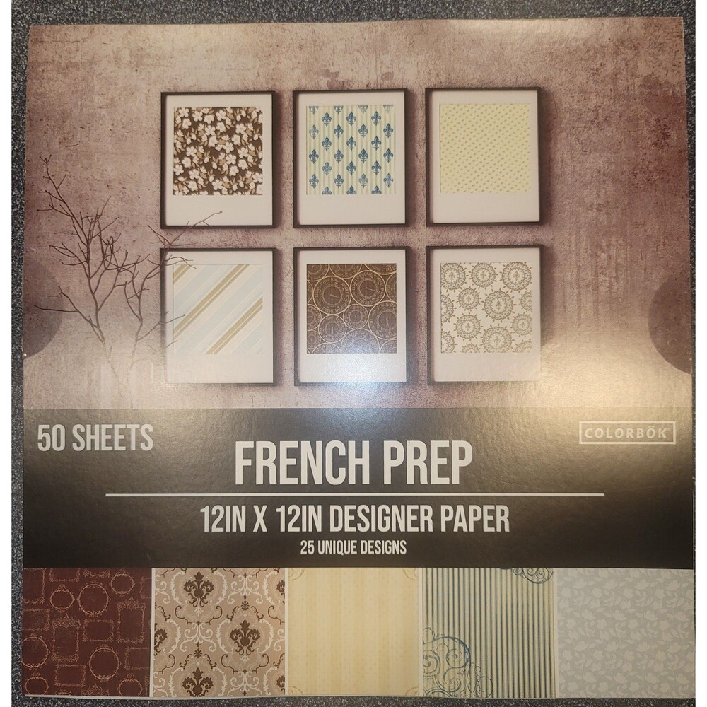 Colorbok "French Prep" Designer Paper Pad, 12"x12", 50 Sheets (25 Designs)